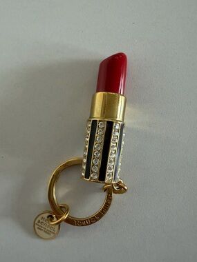 Henri Bendel New York Lipstick Key Chain Key Ring Fob Chain Crystal